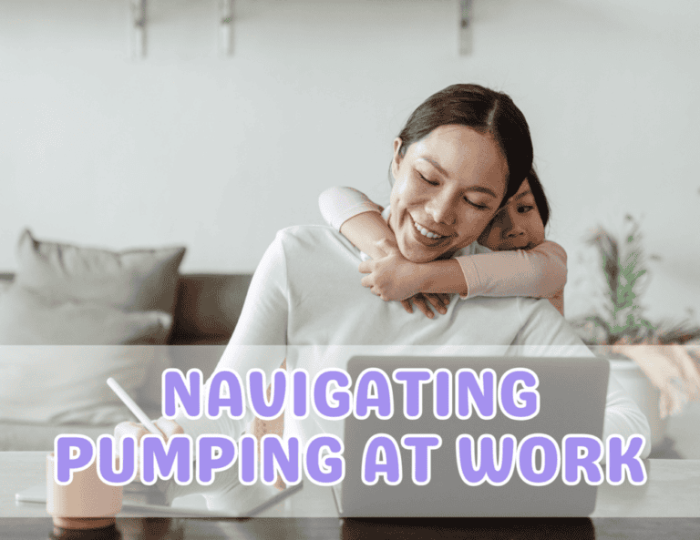 New mom pumping at work with essentials like a breast pump, storage bottles, and cooler bag, highlighting tips for pumping success.