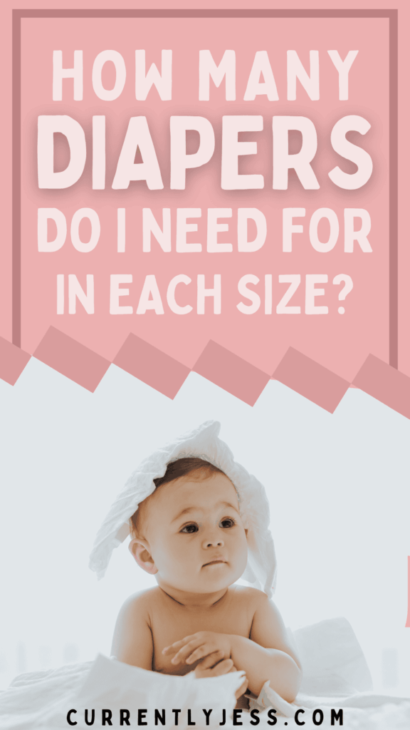 Pinterest image for a blog post on how many diaper new parents will need for their baby
