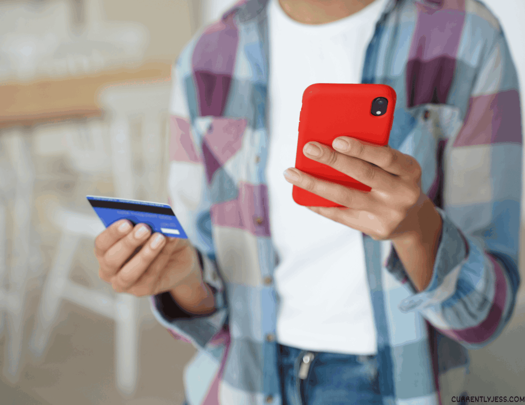 Woman using cash back apps to save money on baby cloths