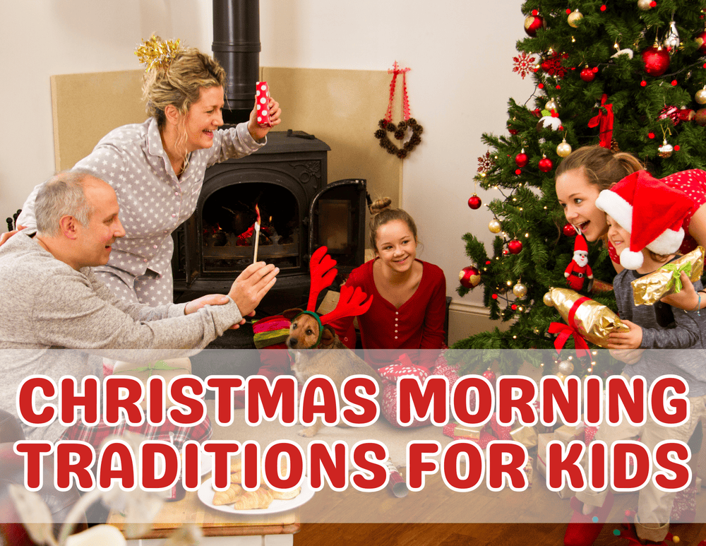 Family spending Christmas morning together with many new traditions.