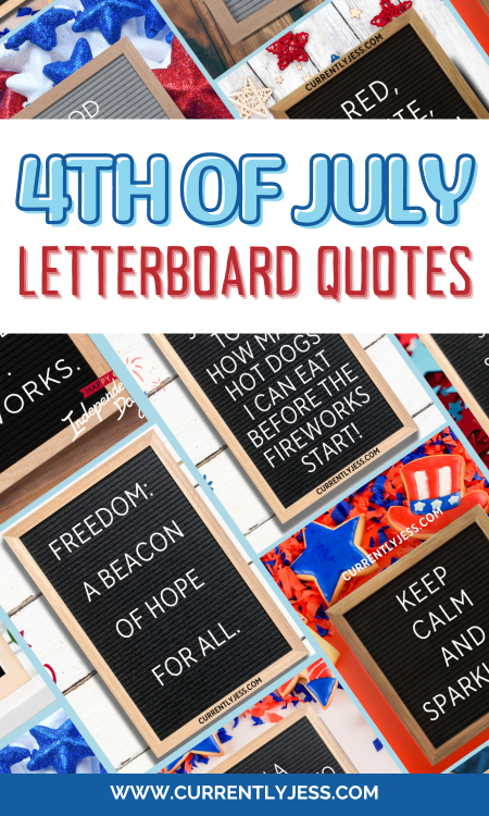 4th of July letter board quote Pinterest image