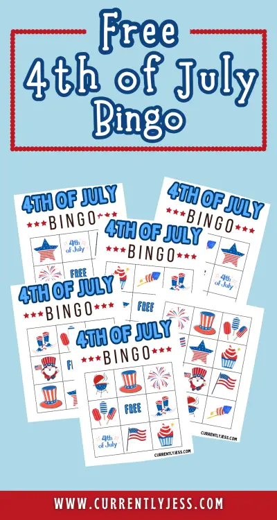 Fourth of July Bingo Card Pinterest Pin