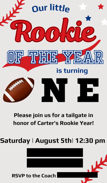 Rookie of the Year First Birthday Party Invitation