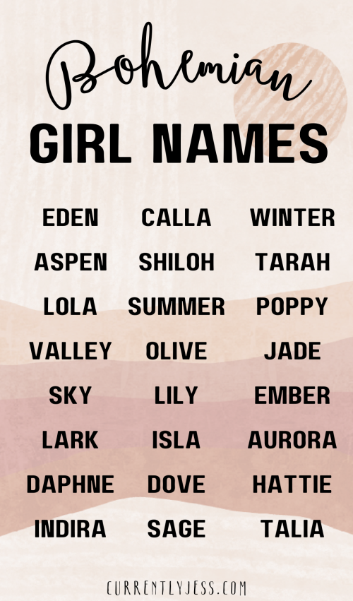 boho girl names