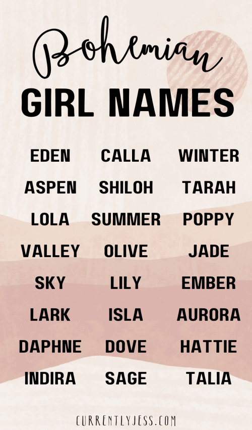 boho girl names