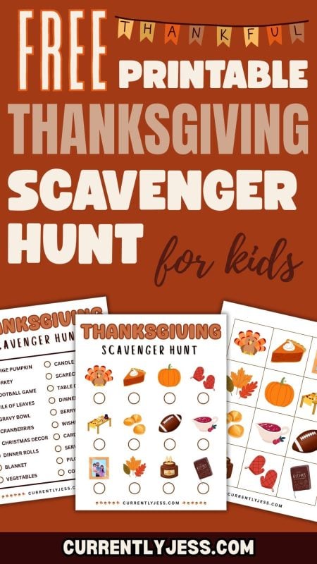thanksgiving scavenger hunt Pinterest pin image