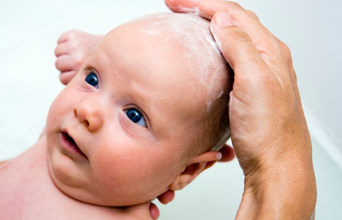 washing baby hair