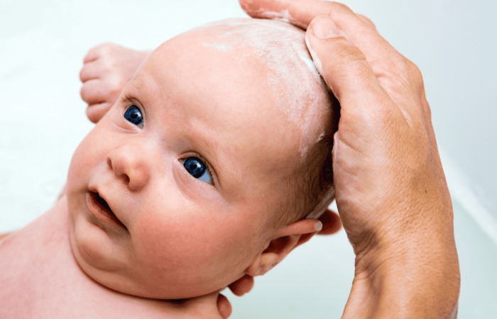 washing baby hair